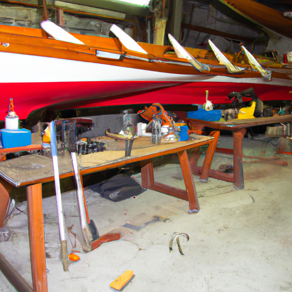 Officina nautica ordinata con attrezzi professionali in un marina italiano